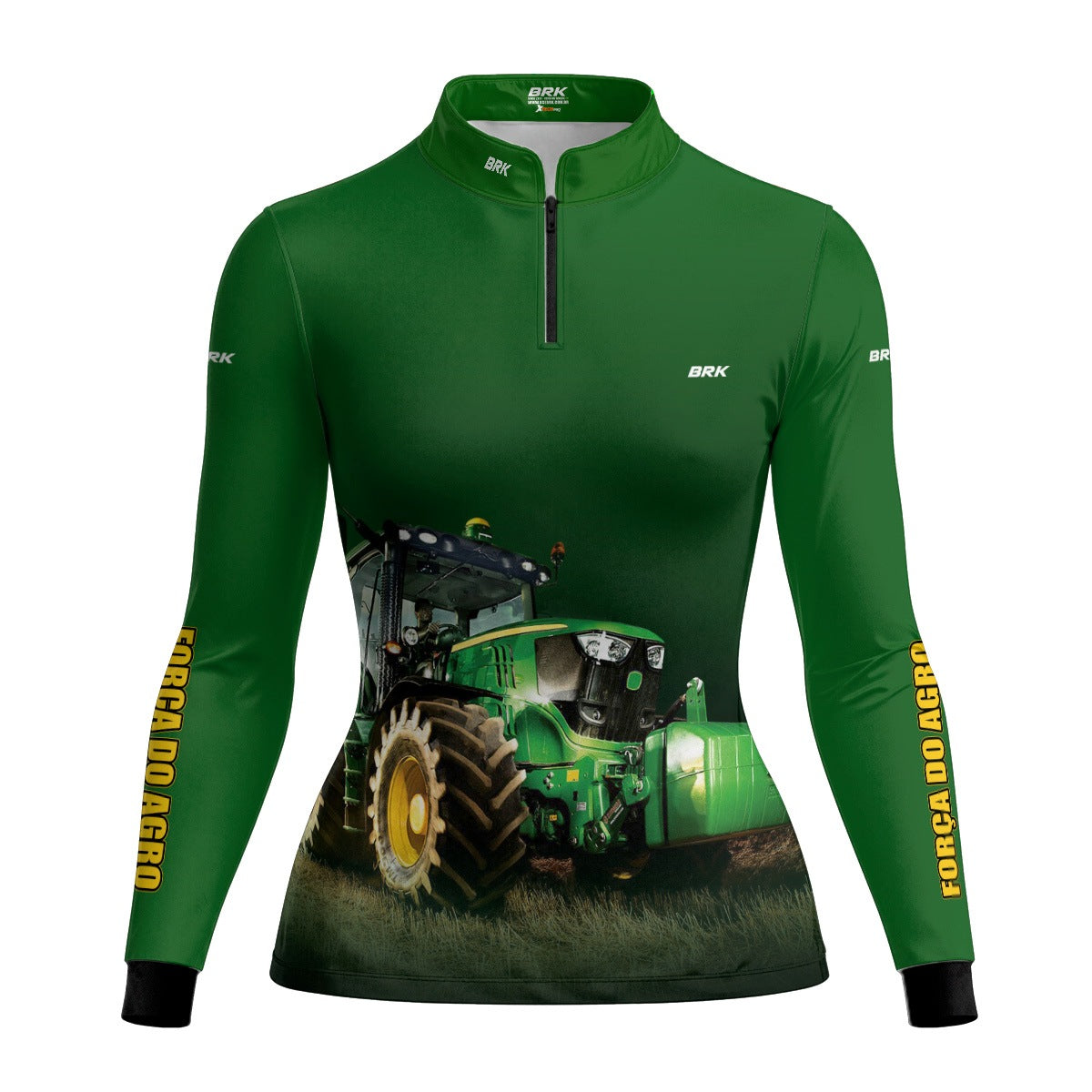Camisa Feminina Agro Brk Força do Agro Trator Verde com UV50+ - Brk Agro
