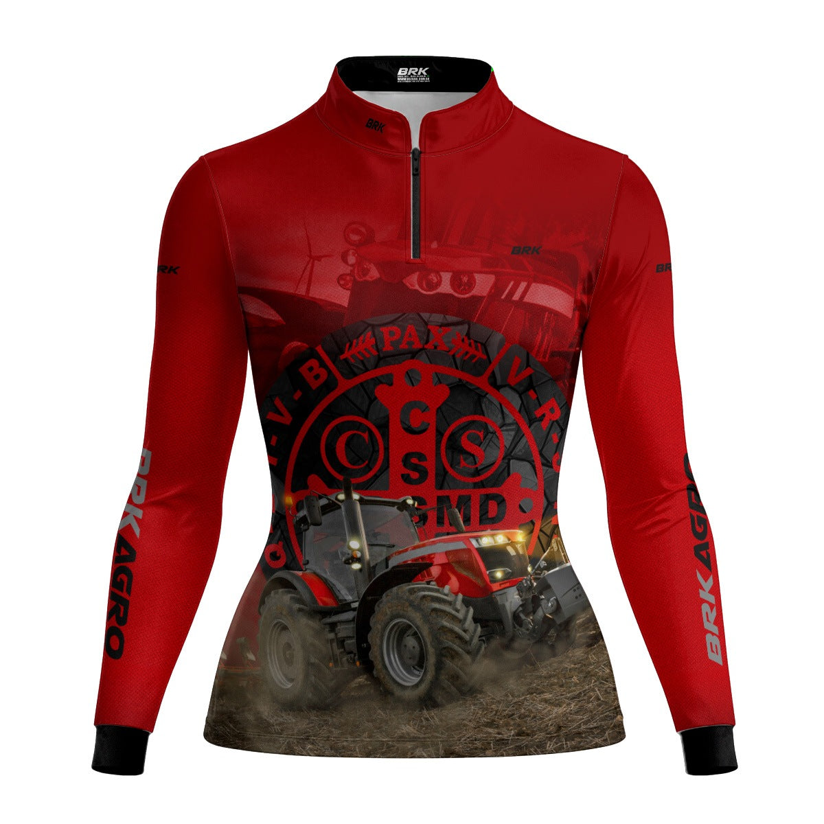 Camisa Agro Feminina Brk Trator São Bento Vermelha com UV50+ - Brk Agro
