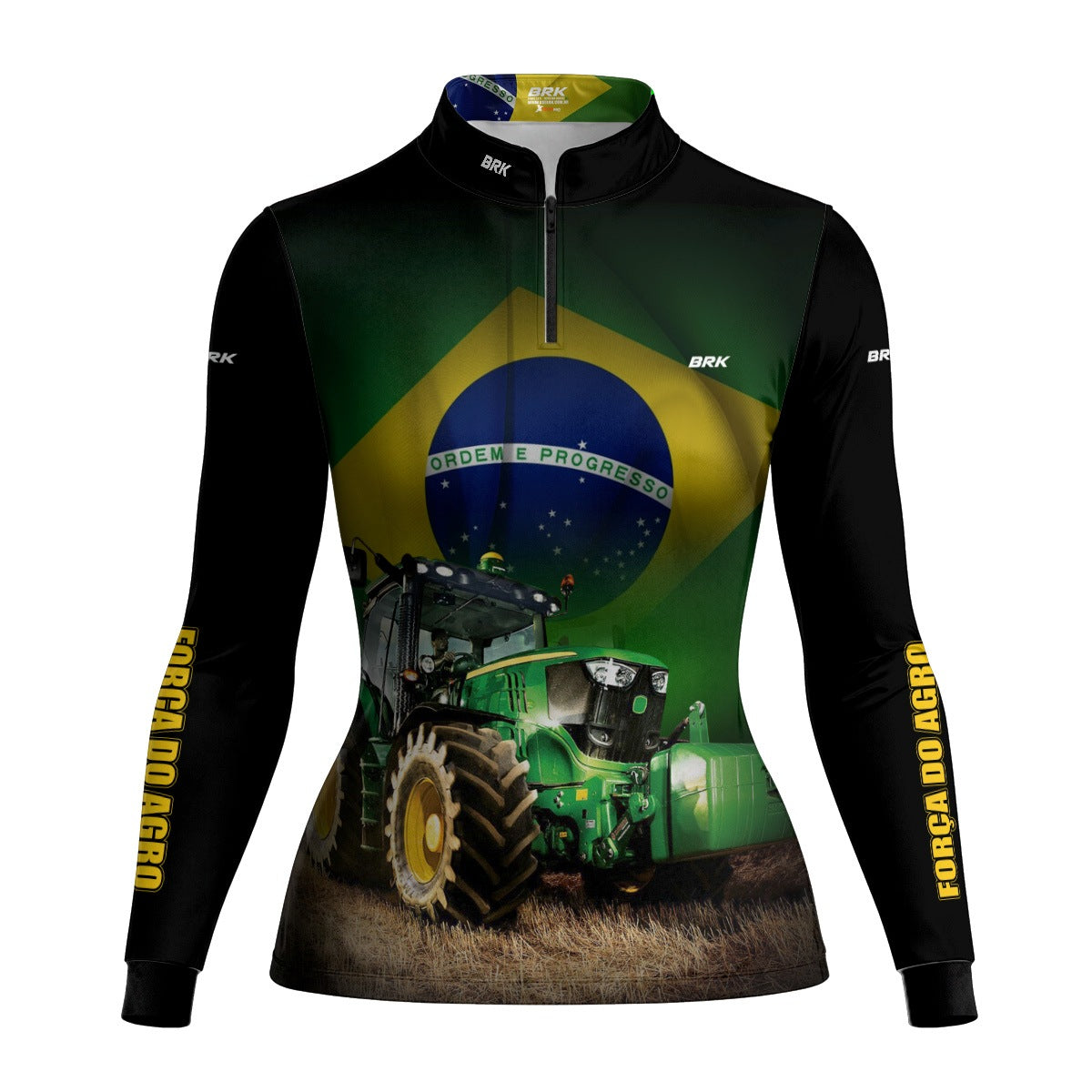 Camisa Agro Feminina Brk Trator Verde Brasil com Proteção Solar UV50+ - Brk Agro