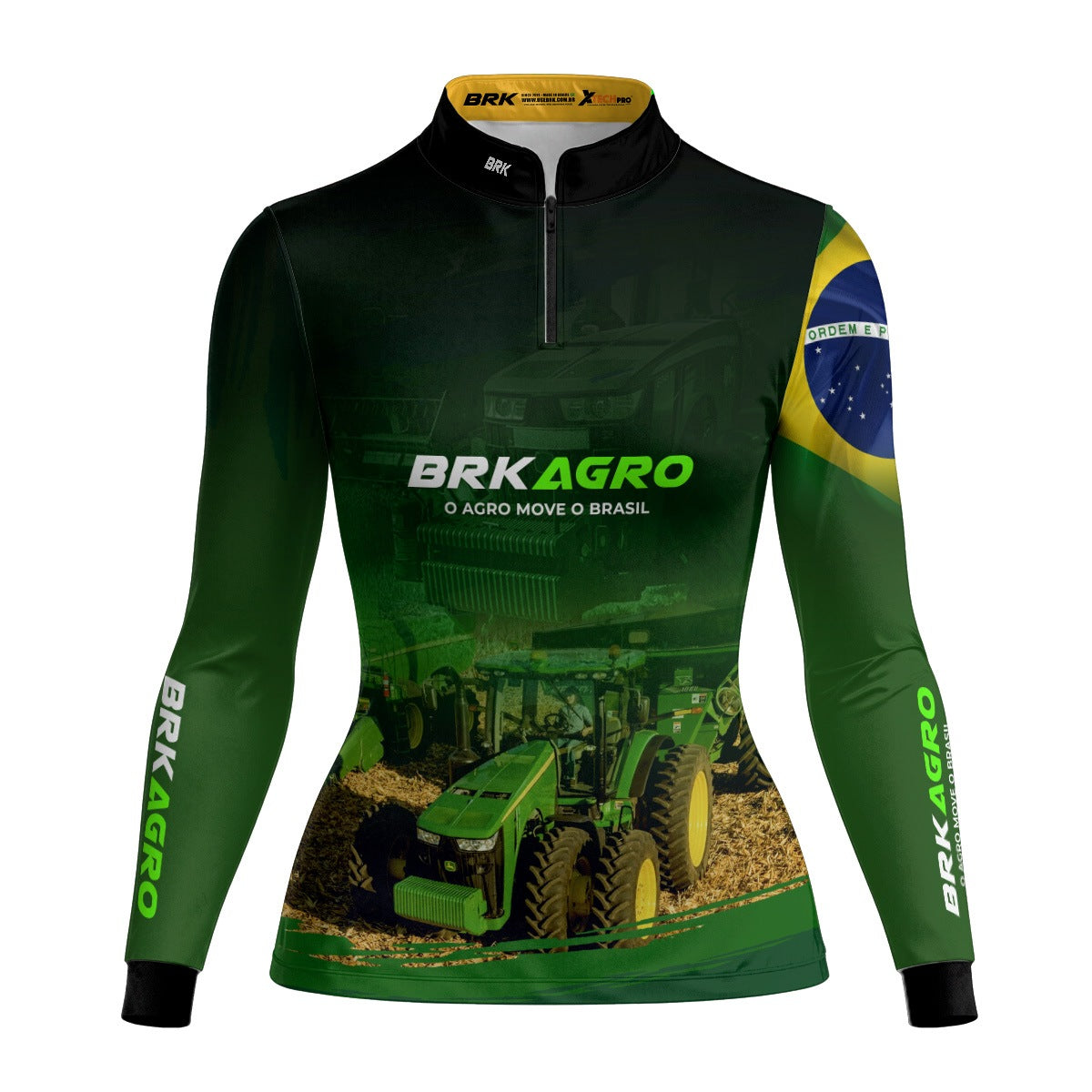 Camisa Agro Feminina Brk Verde o Agro Move o Brasil com Proteção Solar UV50+ - Brk Agro