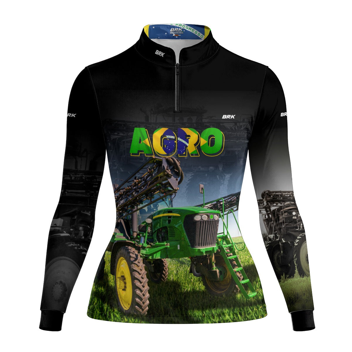 Camisa Agro Feminina Brk Preta Agro Pulverizador com UV50+ - Brk Agro
