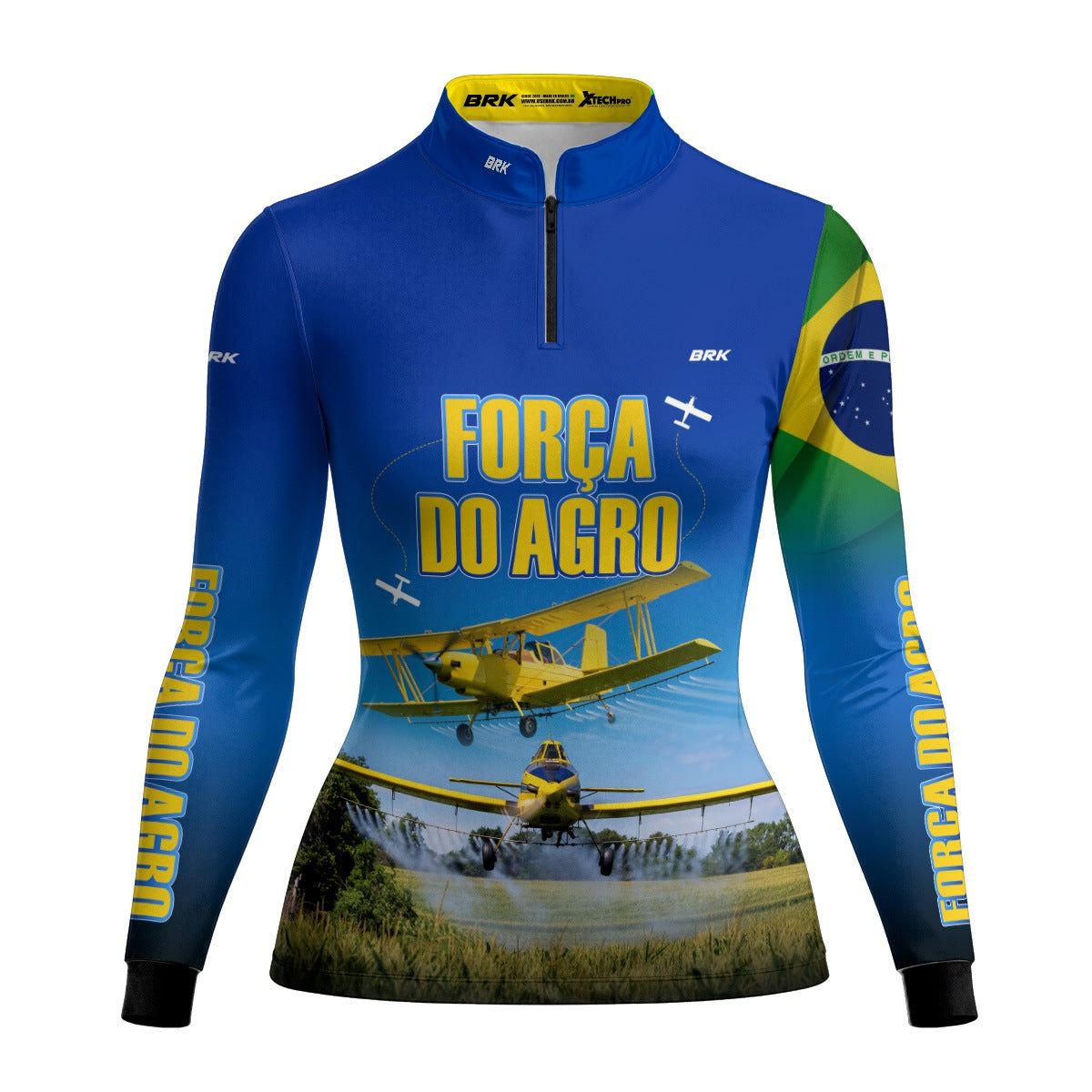 Camisa Agro Feminina Brk Azul Aviação Agrícola com Proteção UV50+ - Brk Agro