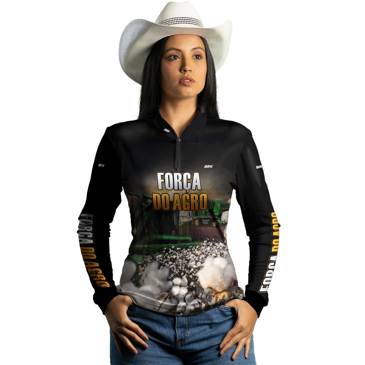 Camisa Agro Brk Algodão Preta com Proteção Solar UV50+ - Brk Agro