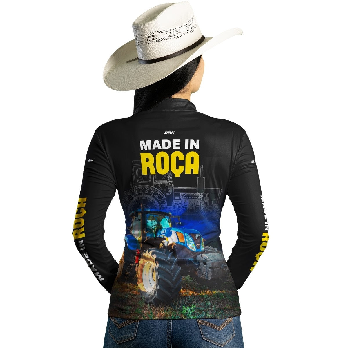 Camisa Agro Brk Made in Roça Trator Azul com Proteção Solar UV50+ - Brk Agro