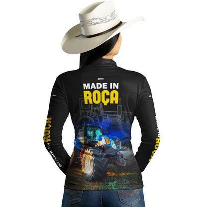 Camisa Agro Brk Made in Roça Trator Azul com Proteção Solar UV50+ - Brk Agro