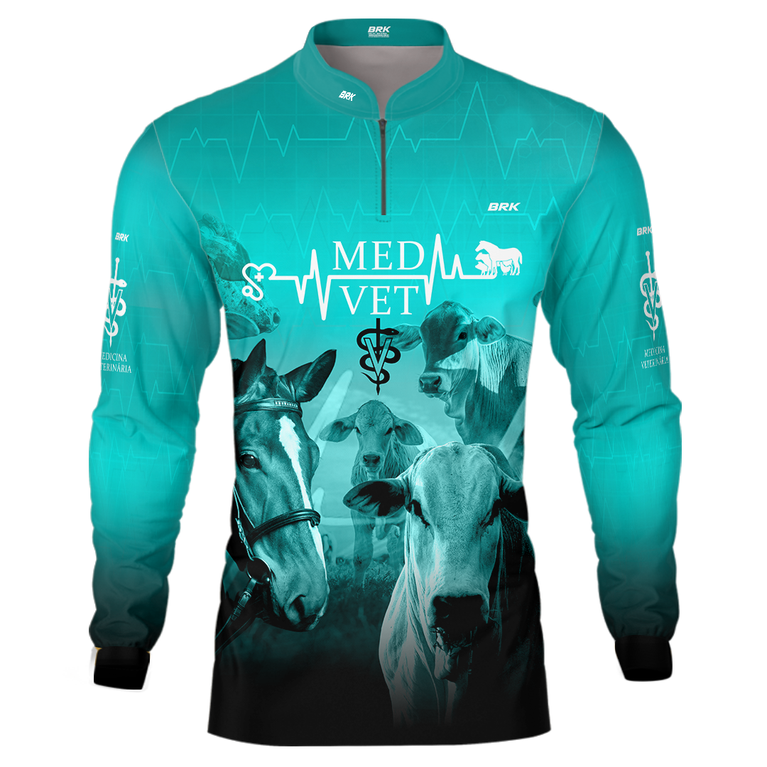 Camisa Agro Brk Medicina Veterinária Azul com UV50+ - BRK AGRO