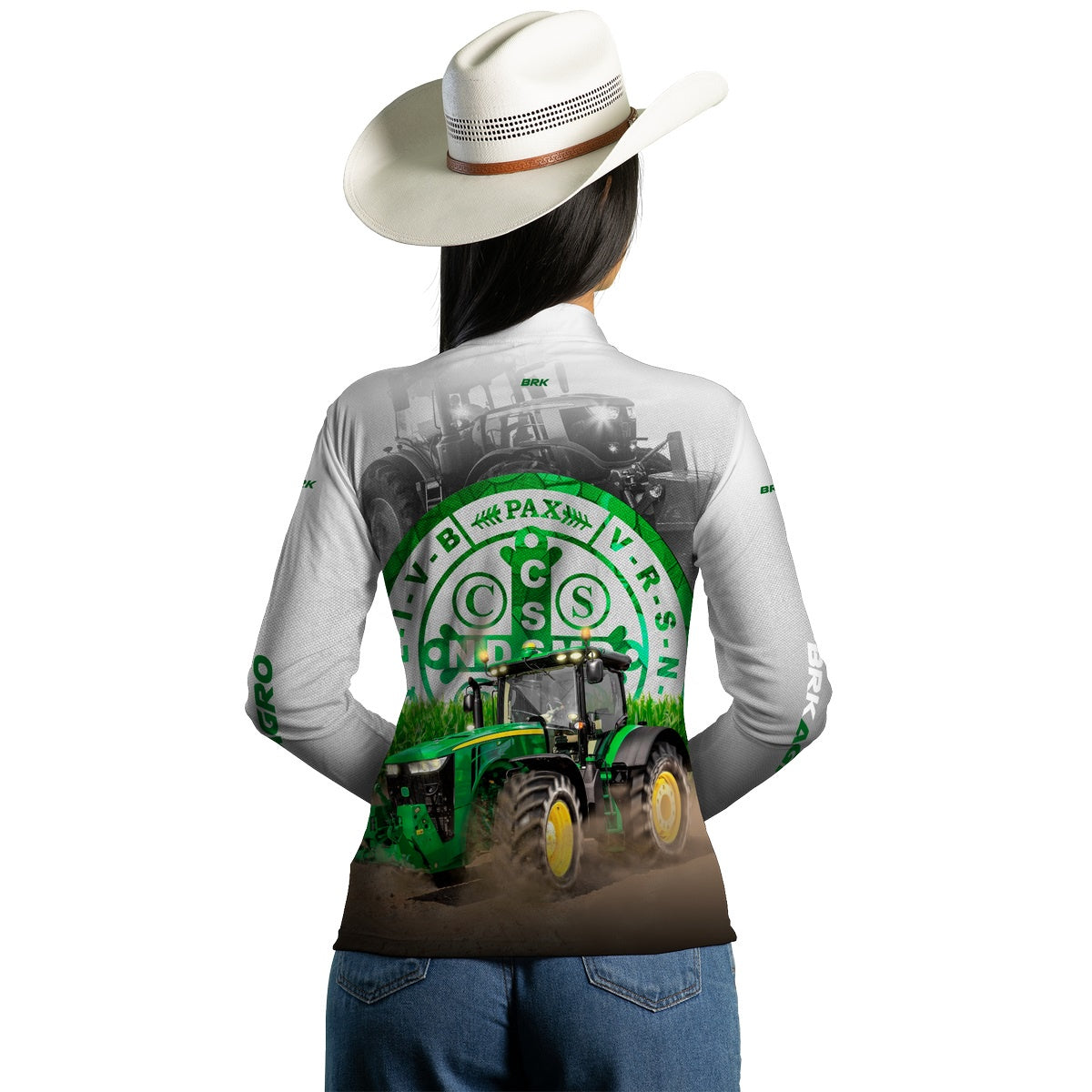 Camisa Agro Brk Trator São Bento Branca com UV50+ - BRK AGRO