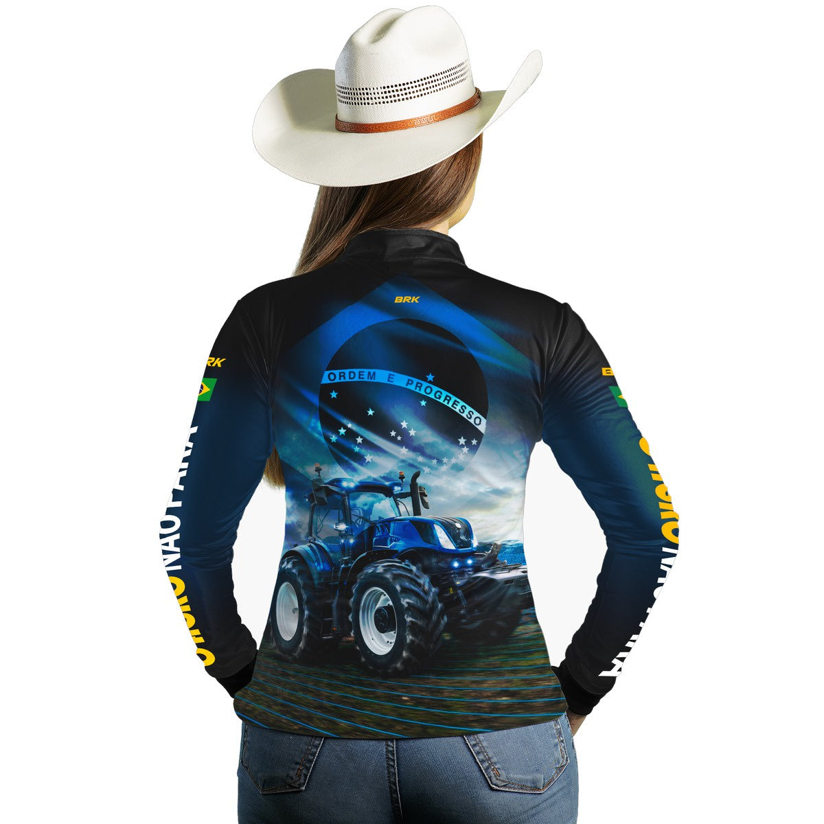 Camisa Feminina Agro Brk O Agro Não Para Azul Proteção Solar UV50+ - Brk Agro