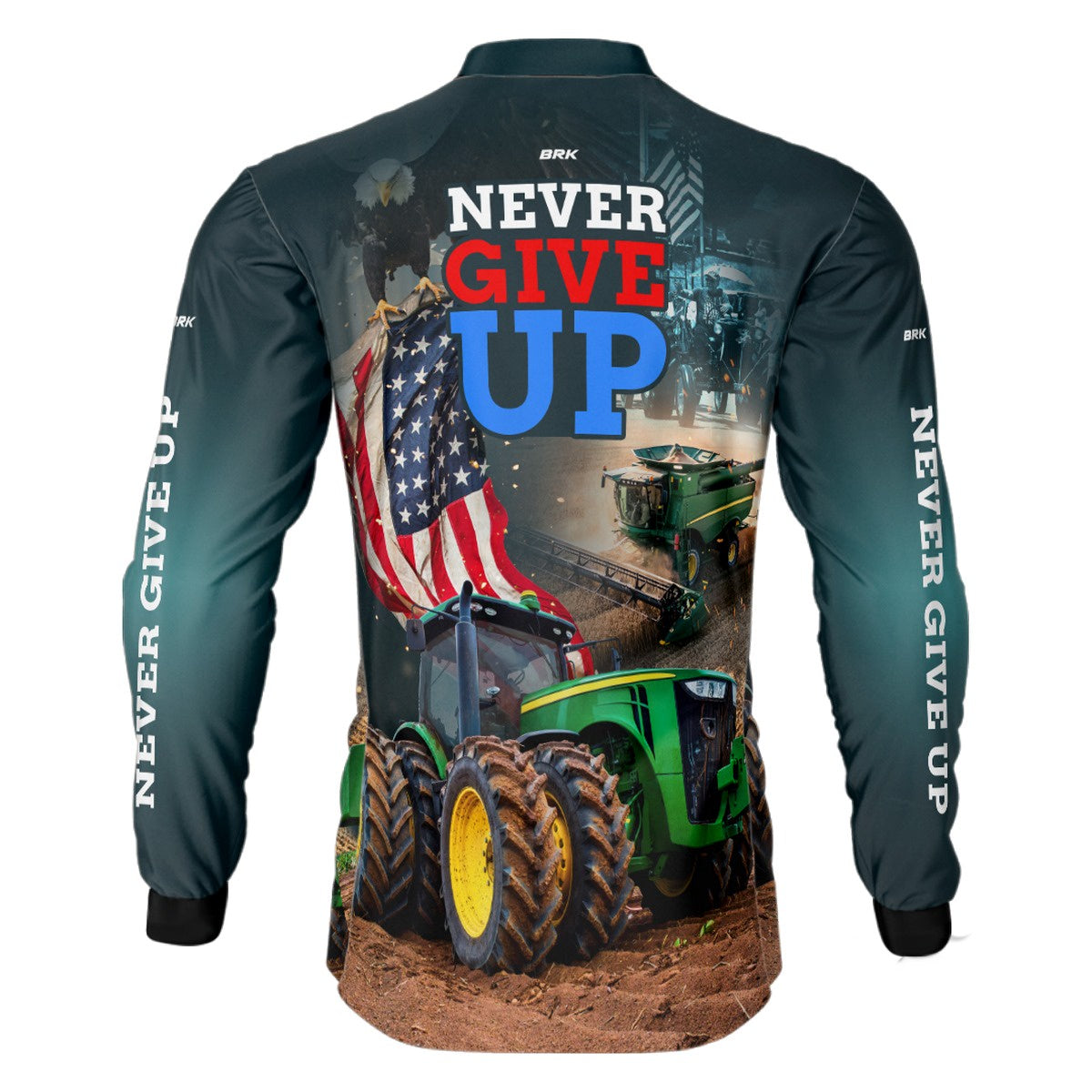 Camisa Agro Brk Never Give Up Trator Verde com Proteção Solar UV50+ - Brk Agro