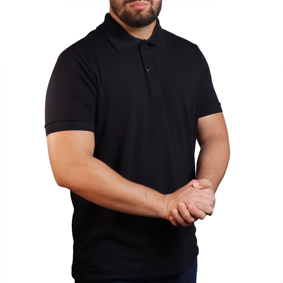 Camisa Polo Piquet Pima Com Elastano Lisa Brk - Preto - Brk Agro