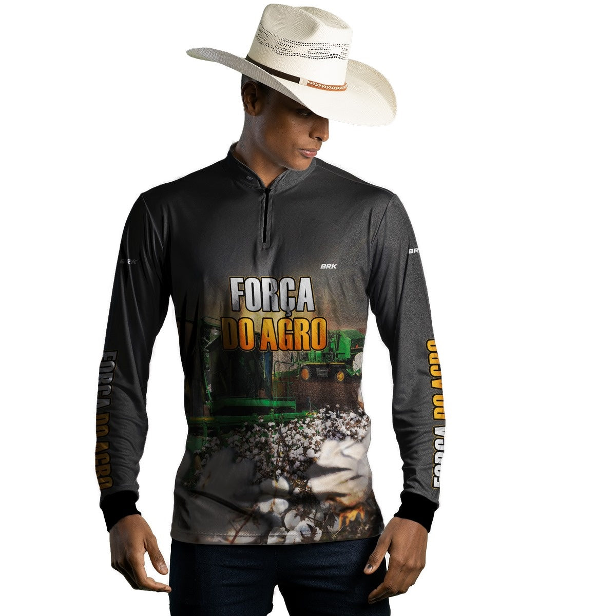 Camisa Agro Brk A Força do Agro Produtor de Algodão com Proteção Solar UV50+ - Brk Agro