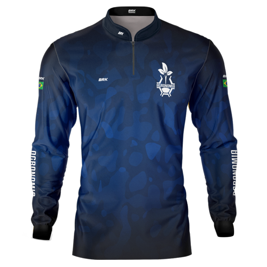 Camisa Agro Brk Azul Símbolo Agronomia com UV50+ - Brk Agro