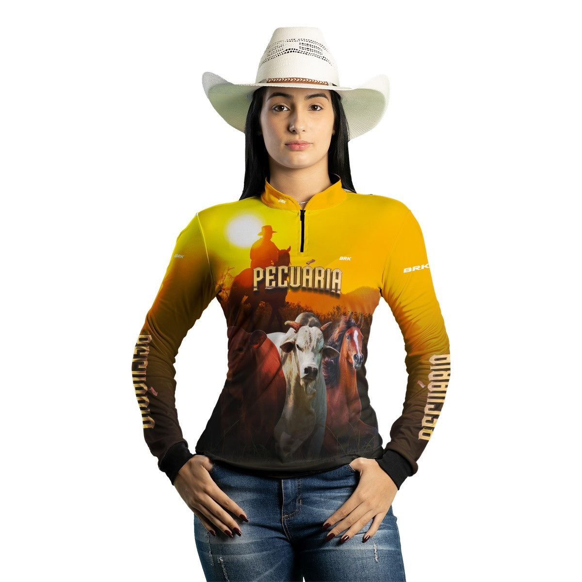 Camisa Agro Brk Pecuária Amarela com Proteção Solar UV50+ - BRK AGRO