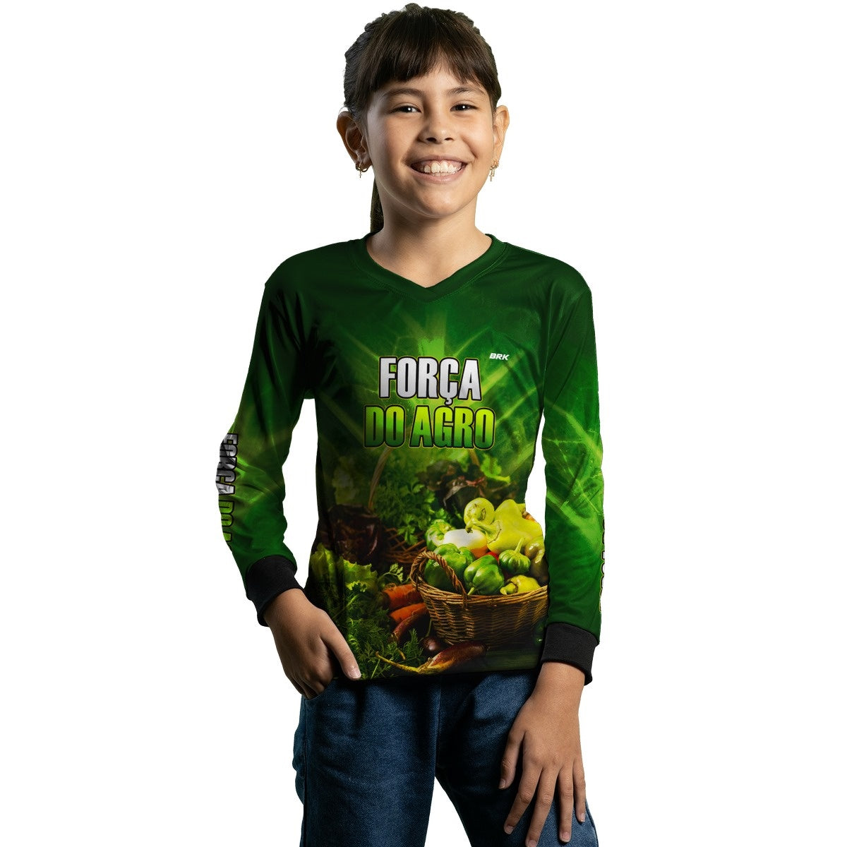 Camisa Infantil Agro Brk A Força do Agro Produtor de Hortaliças com UV50+ - Brk Agro