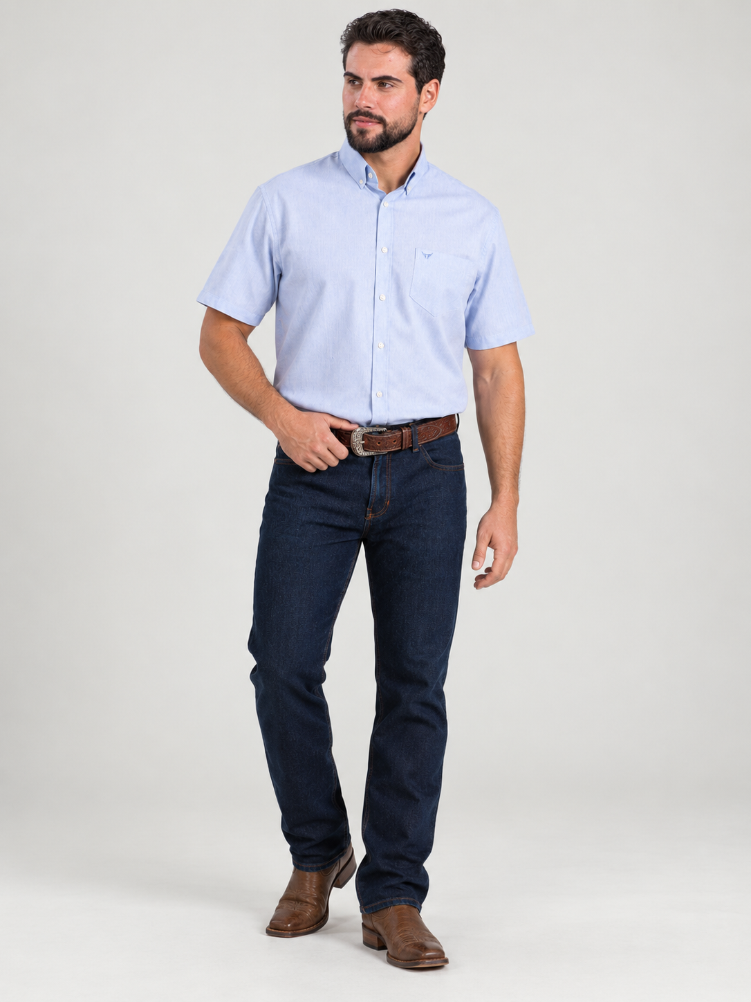 Camisa Lisa Classic Azul Lavanda - Manga Curta