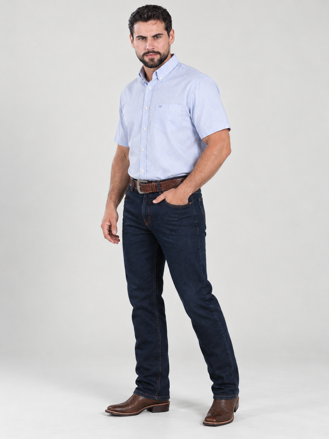 Camisa Lisa Classic Azul Lavanda - Manga Curta