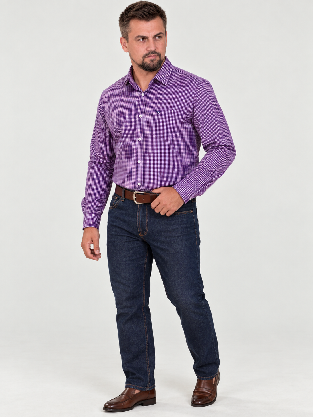 Camisa Xadrez Farm Roxo - Manga Longa