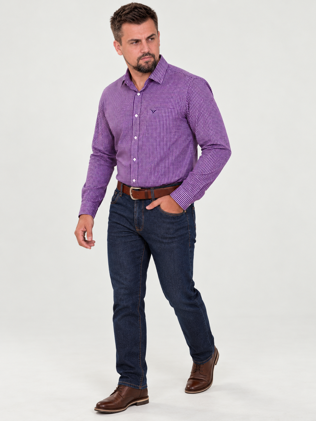 Camisa Xadrez Farm Roxo - Manga Longa
