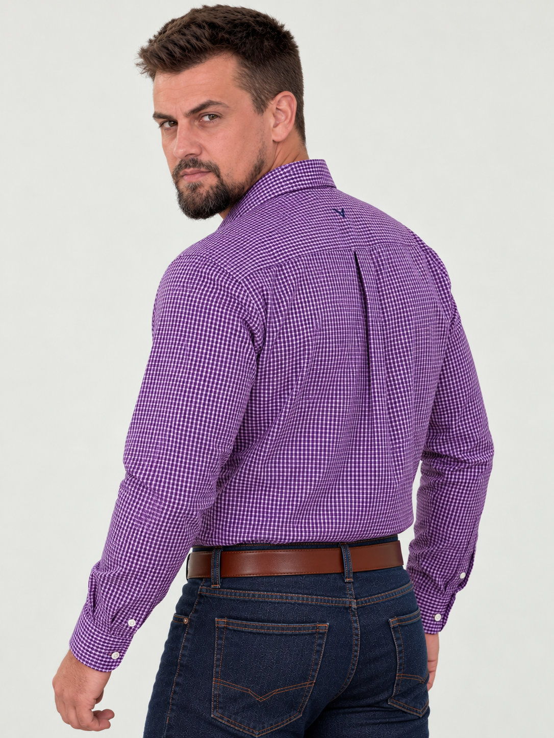 Camisa Xadrez Farm Roxo - Manga Longa