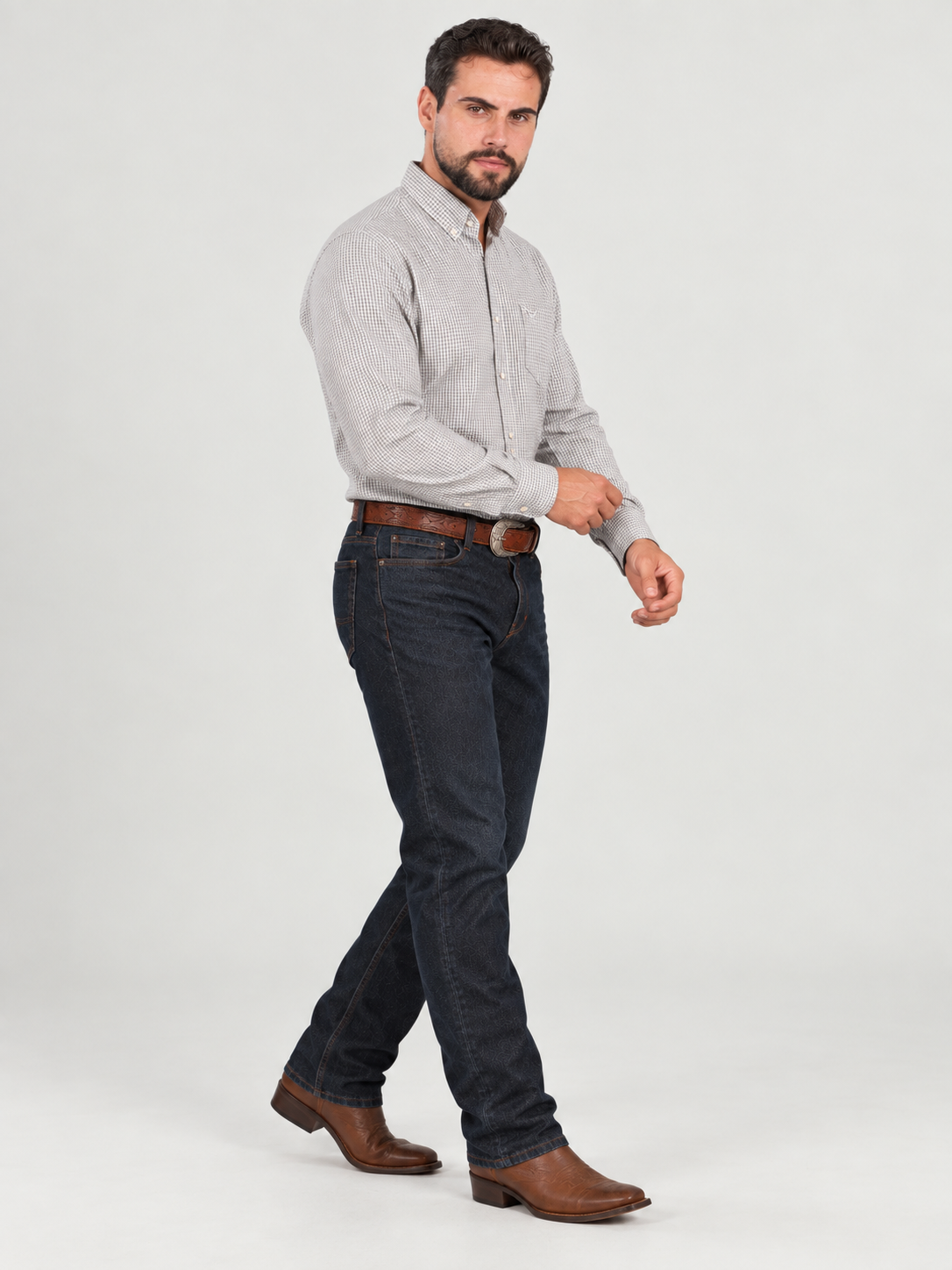Camisa Xadrez Farm Bege - Manga Longa