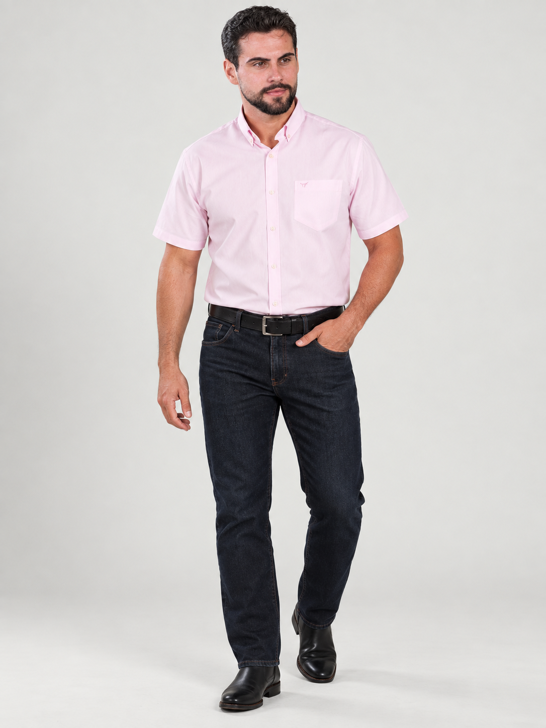 Camisa Lisa Classic Rosa Bebe - Manga Curta