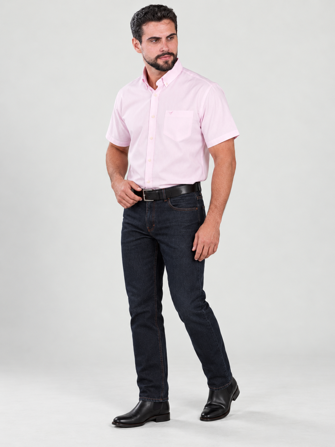 Camisa Lisa Classic Rosa Bebe - Manga Curta