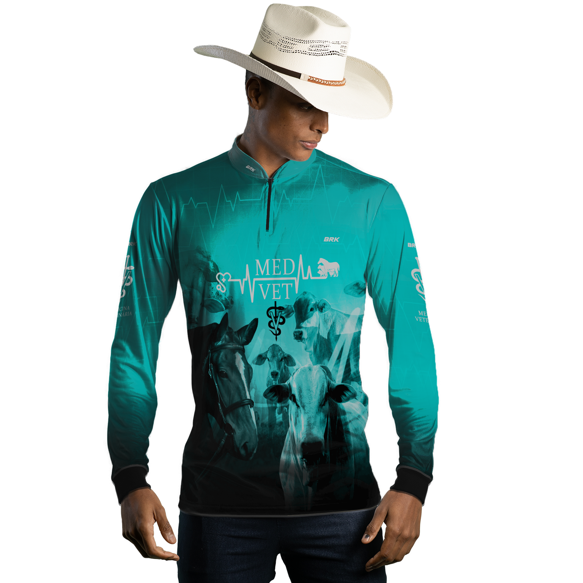 Camisa Agro Brk Medicina Veterinária Azul com UV50+ - BRK AGRO