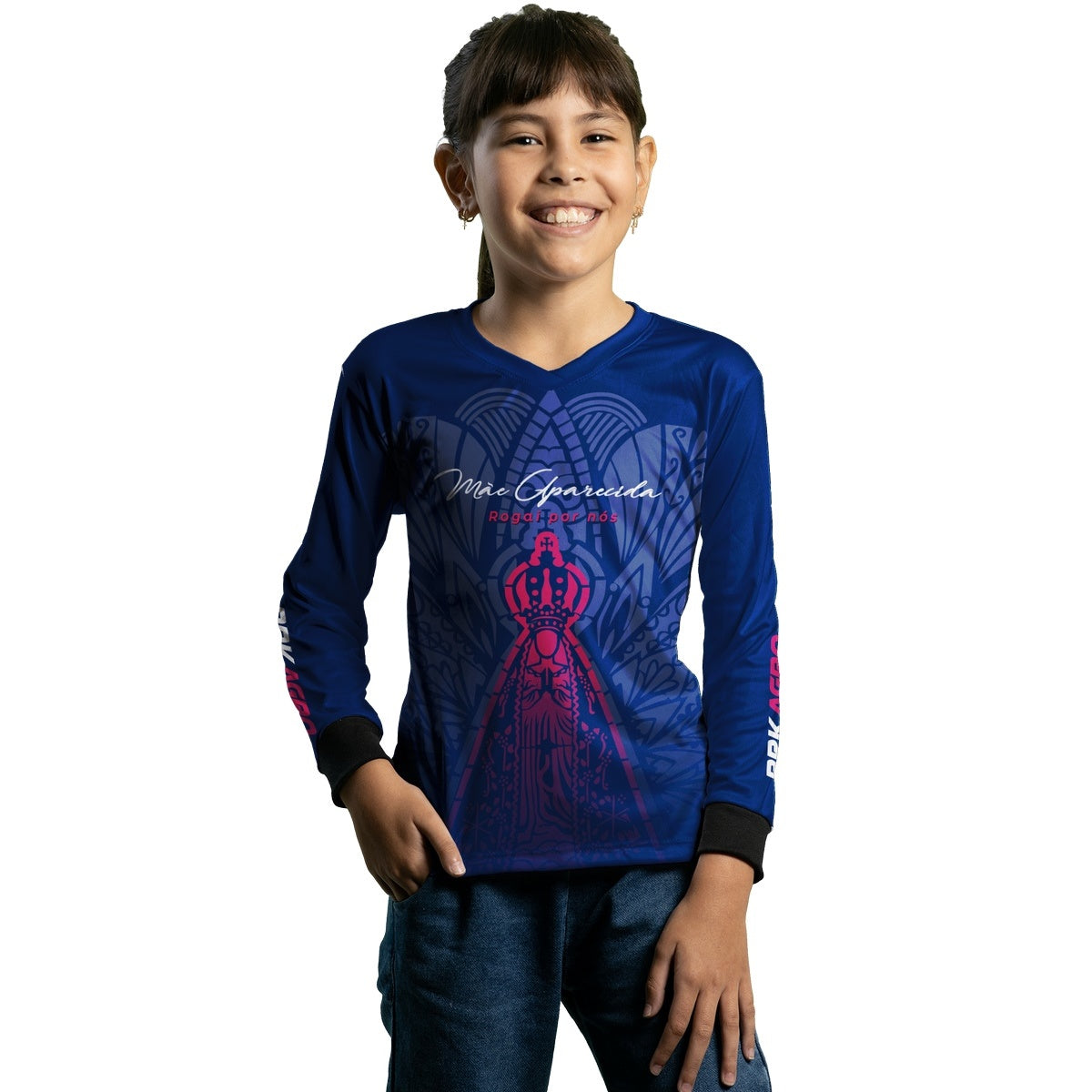 Camisa Infantil Agro Brk Feminina Nossa Senhora Mãe Aparecida com Proteção Solar UV50+ - Brk Agro