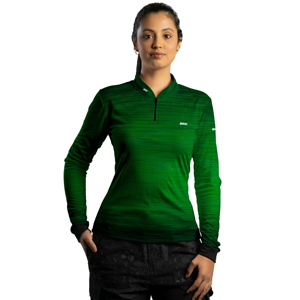 Camisa Agro Feminina Brk Mescla Verde Escuro com Proteção Solar UV50+ - Brk Agro
