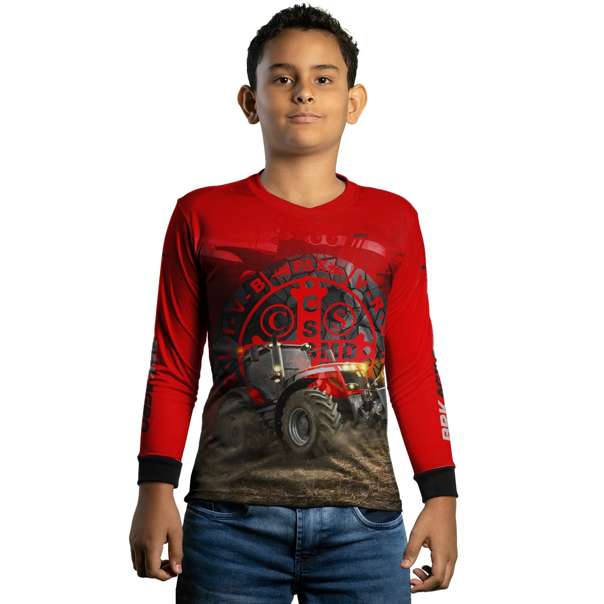 Camisa Infantil Agro Brk Trator São Bento Vermelha com UV50+ - Brk Agro