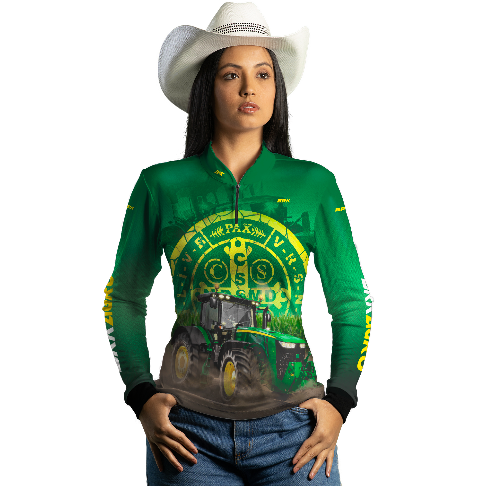 Camisa Agro Brk Trator São Bento Verde com Proteção Solar UV50+ - BRK AGRO