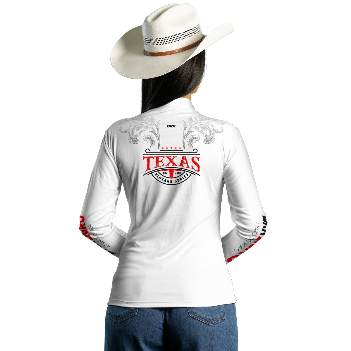 Camisa Agro Brk Feminina Texas Vintage Branca com Proteção com Proteção Solar UV50+ - BRK AGRO