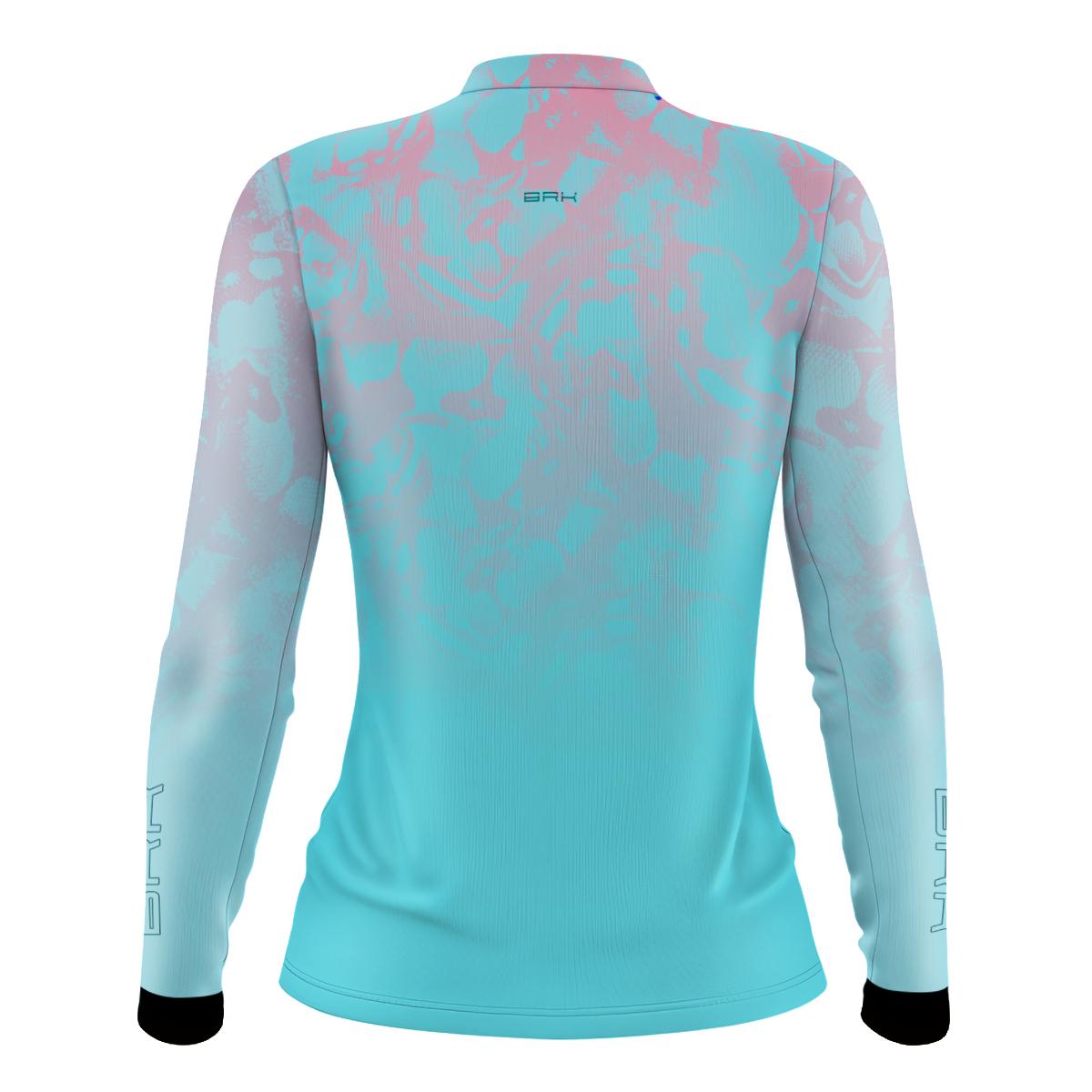 Camisa Agro Brk Feminina Ciano com Rosa com Proteção Solar UV50+ - Brk Agro