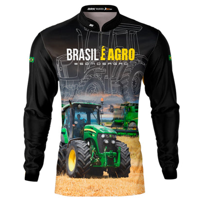 Camisa Agro Brk Preta Brasil é Agro com UV50+ - Brk Agro