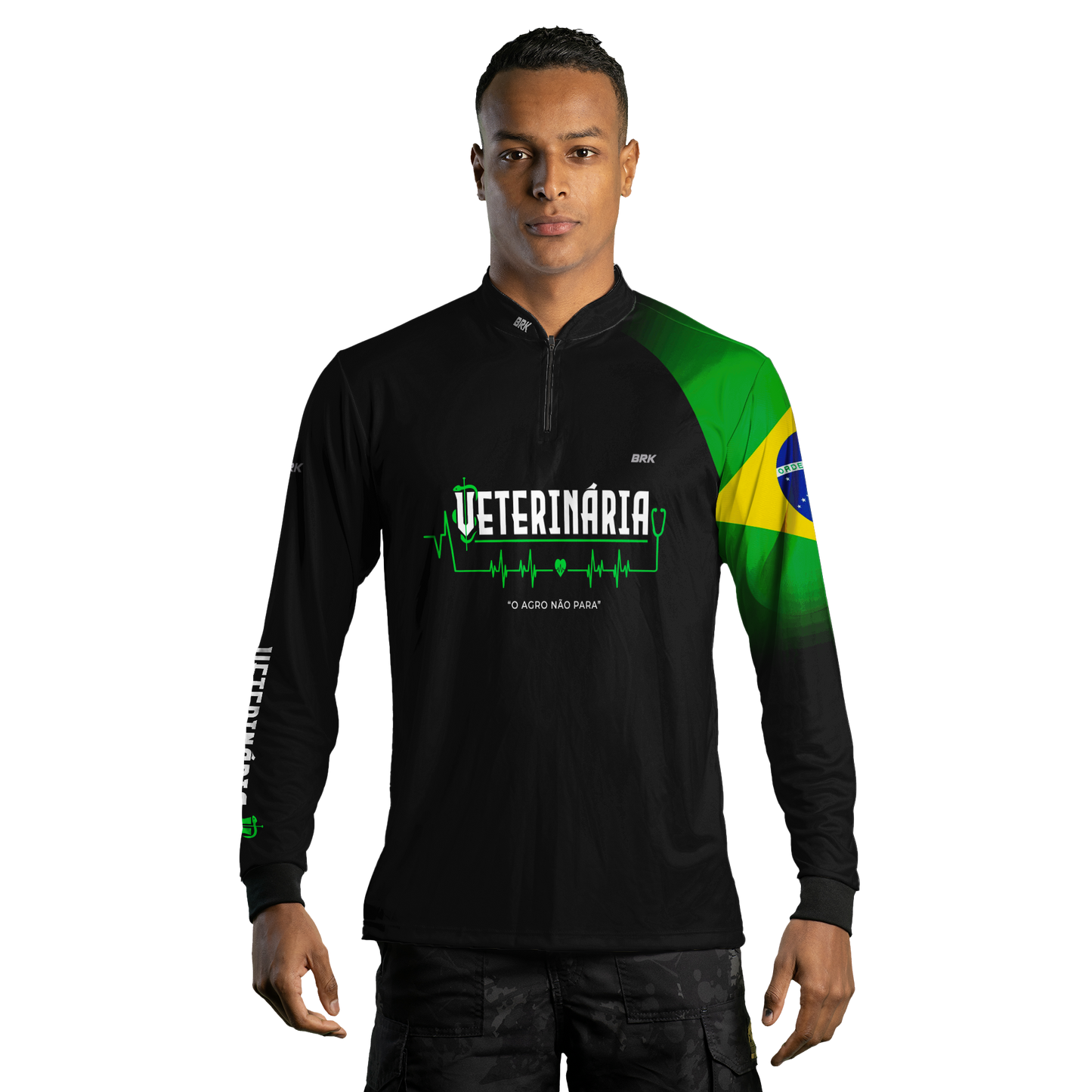 Camisa Agro Brk Veterinária Preta com UV50+ - Brk Agro