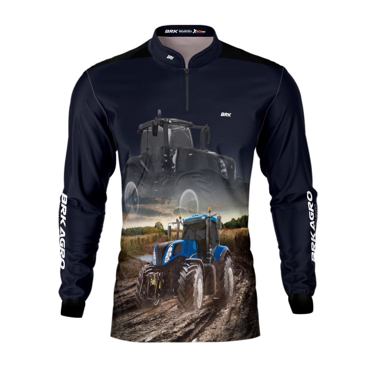 Camisa Agro Brk Azul Marinho Trator T8 com Proteção Solar UV50+ - Brk Agro