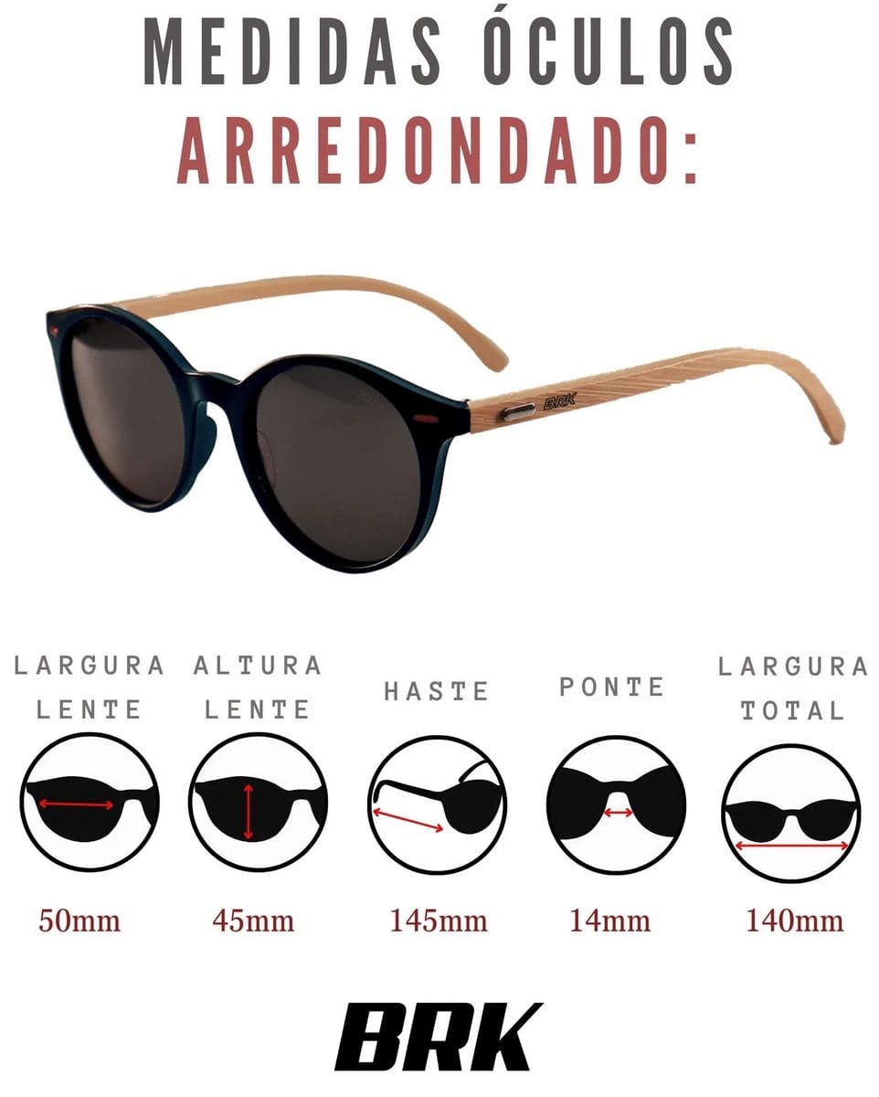 Óculos de Sol Brk Arredondado com Lente Polarizada Espelhada - Brk Agro