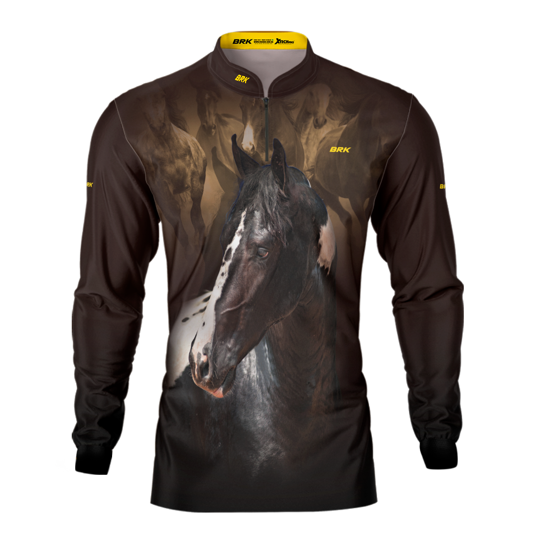 Camisa Agro Brk Marrom e Preto Mangalarga com UV50+ - BRK AGRO