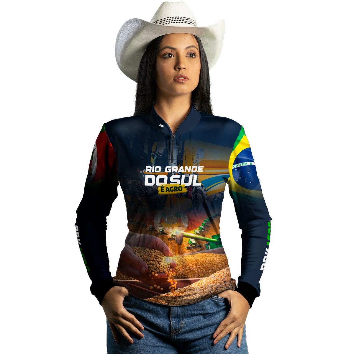 Camisa Feminina Agro Brk Rio Grande do Sul é Agro com Proteção UV50+ - Brk Agro