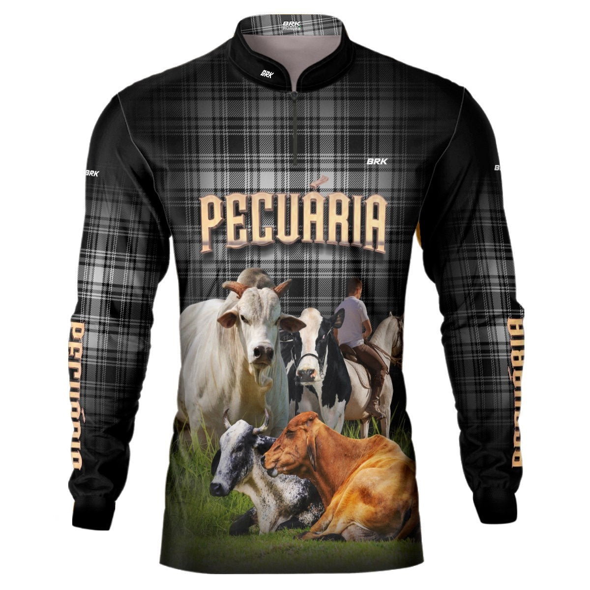 Camisa Agro Brk Country Xadrez Preta Pecuária com Proteção Solar UV50+ - BRK AGRO