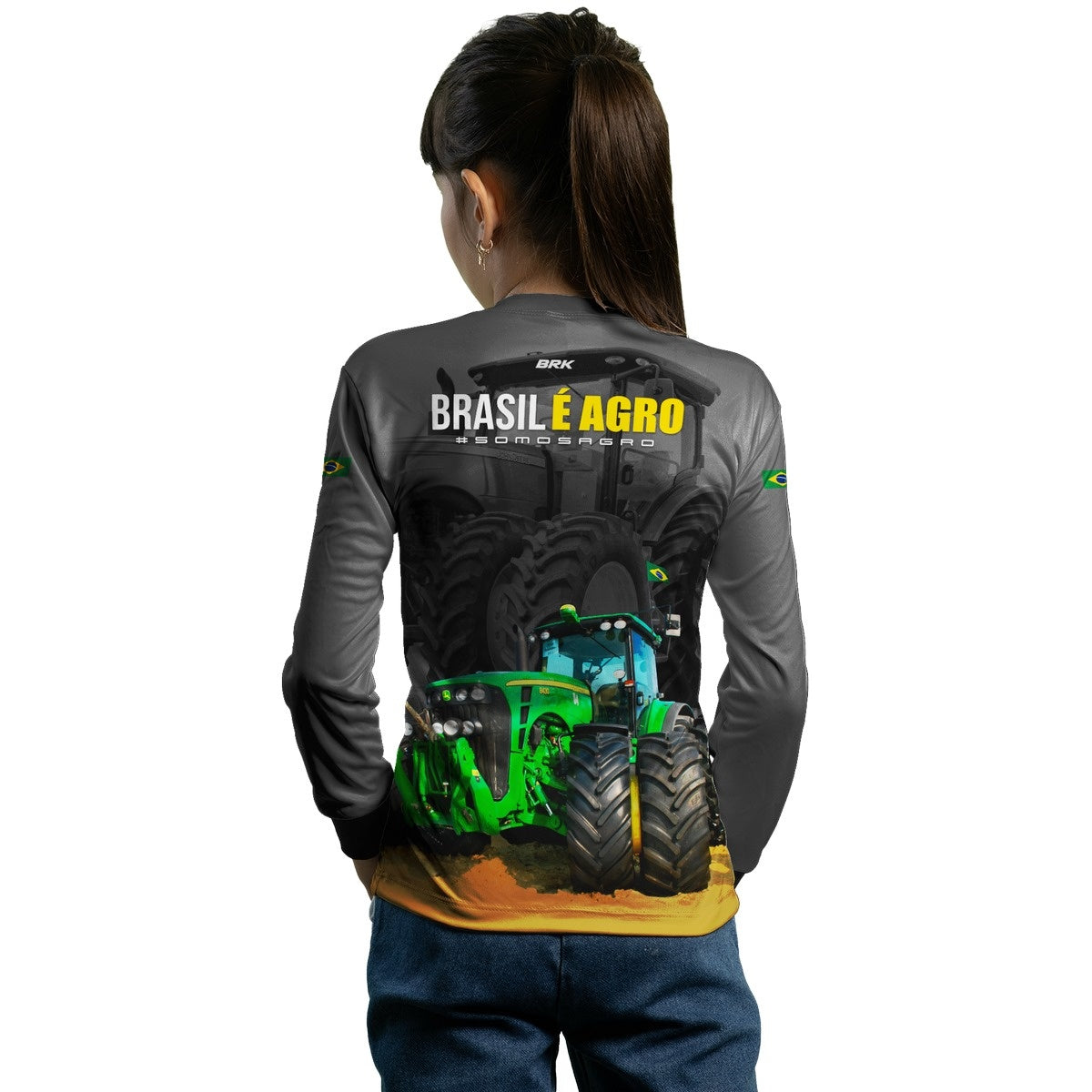 Camisa Agro Brk Cinza Brasil é Agro com Proteção Solar UV50+ - Brk Agro