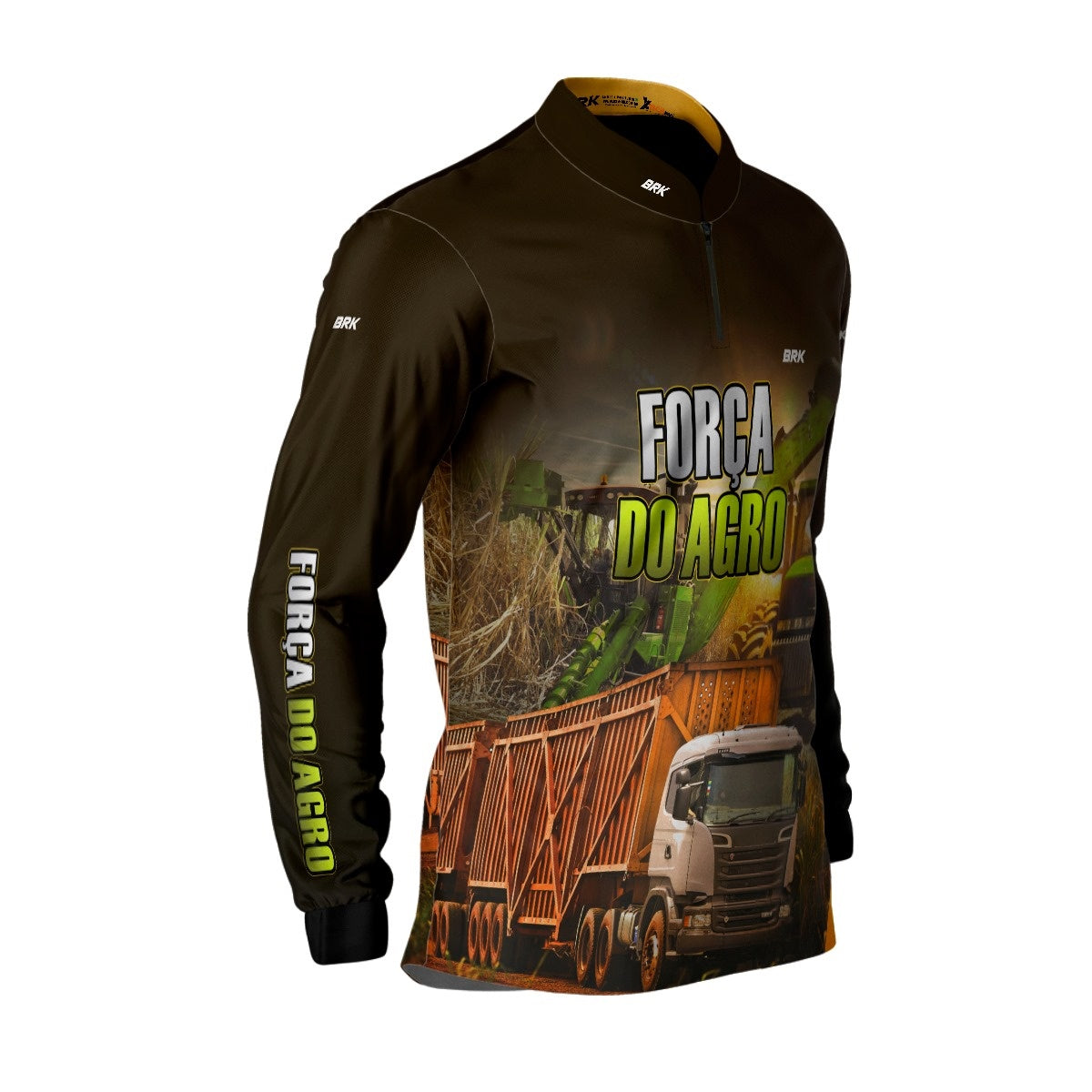 Camisa Agro Brk A Força do Agro Caminhão Colheita de Cana com Proteção Solar UV50+ - Brk Agro