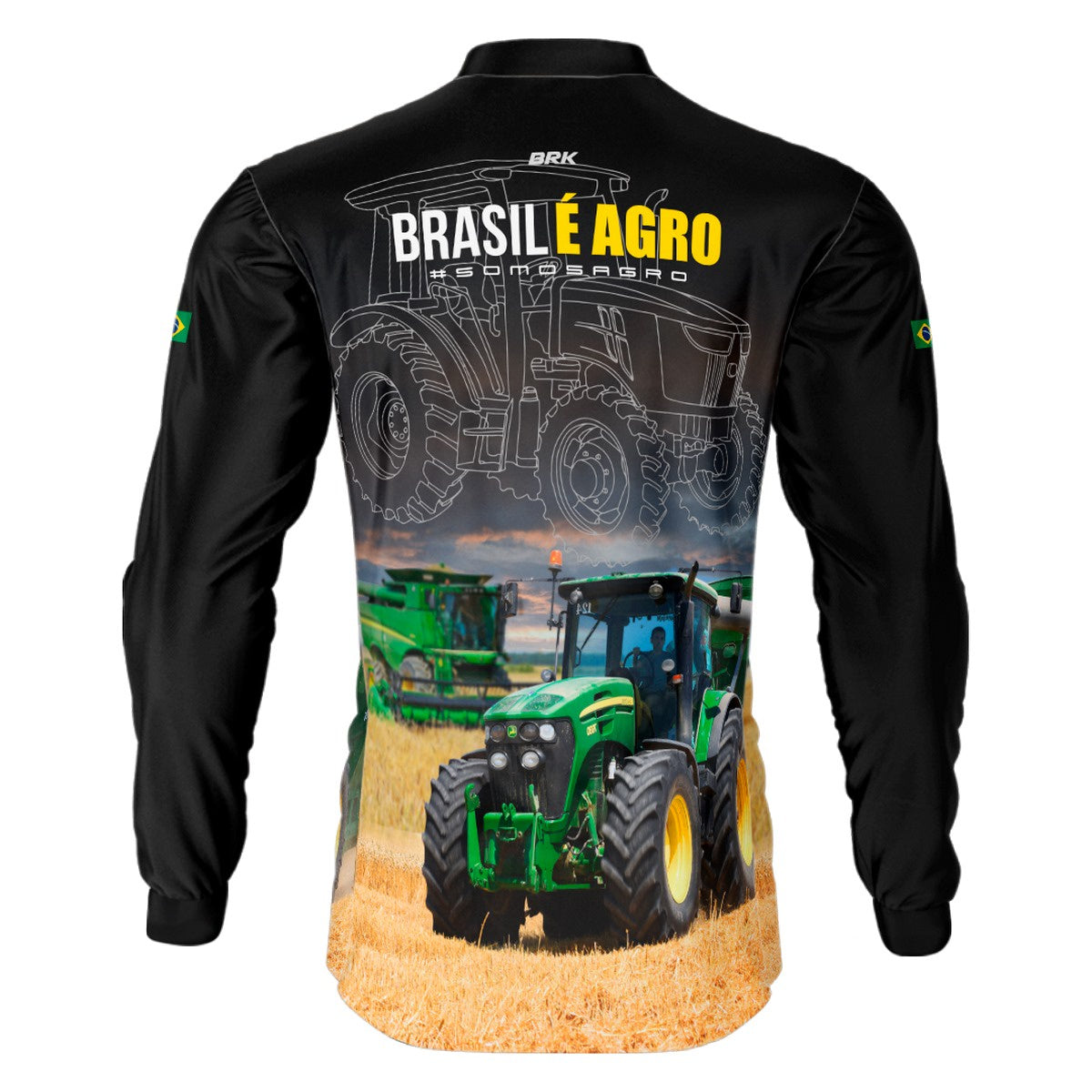 Camisa Agro Brk Preta Brasil é Agro com UV50+ Envio Imediato - Brk Agro
