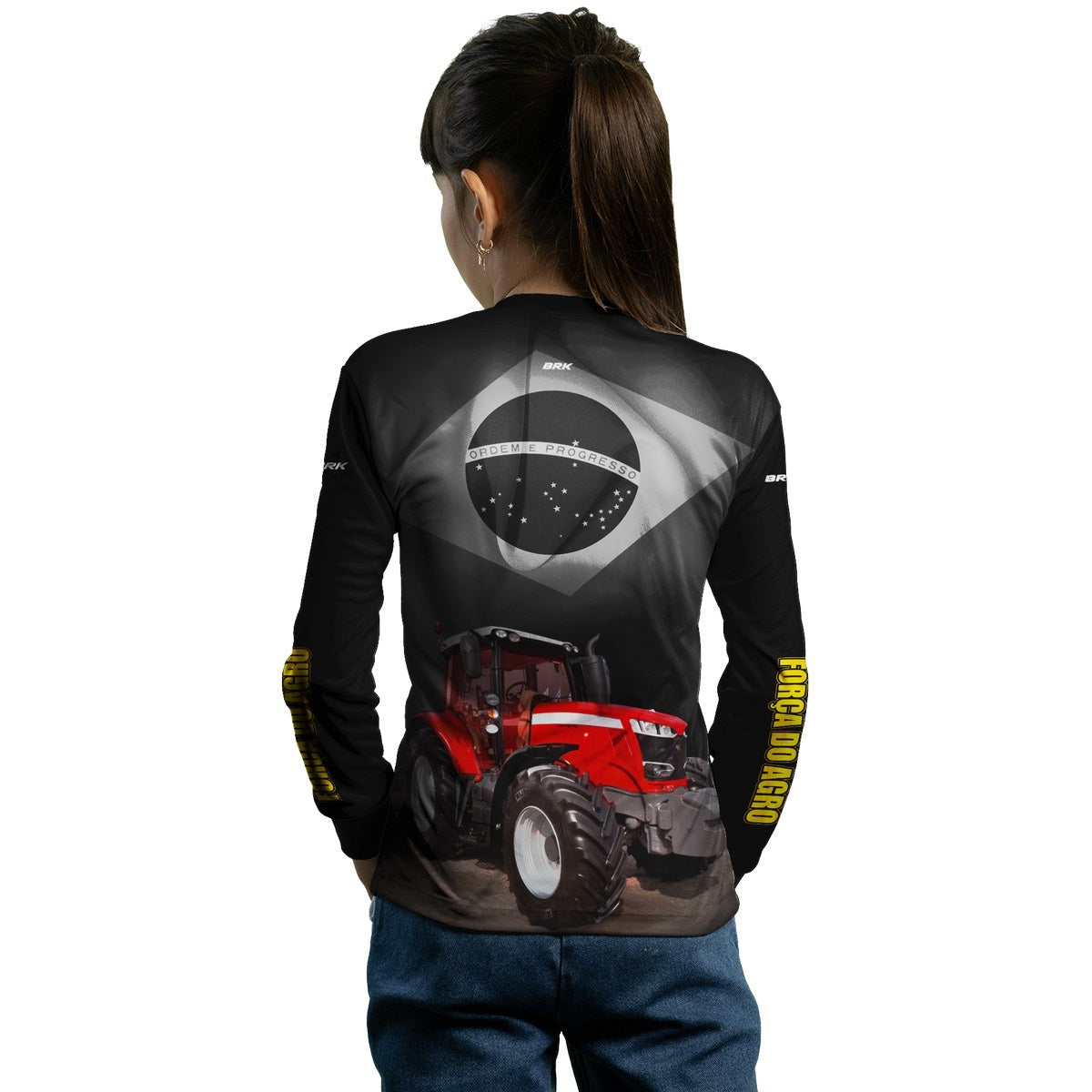 Camisa Agro Brk Trator Vermelho Brasil com Proteção Solar UV50+ - Brk Agro