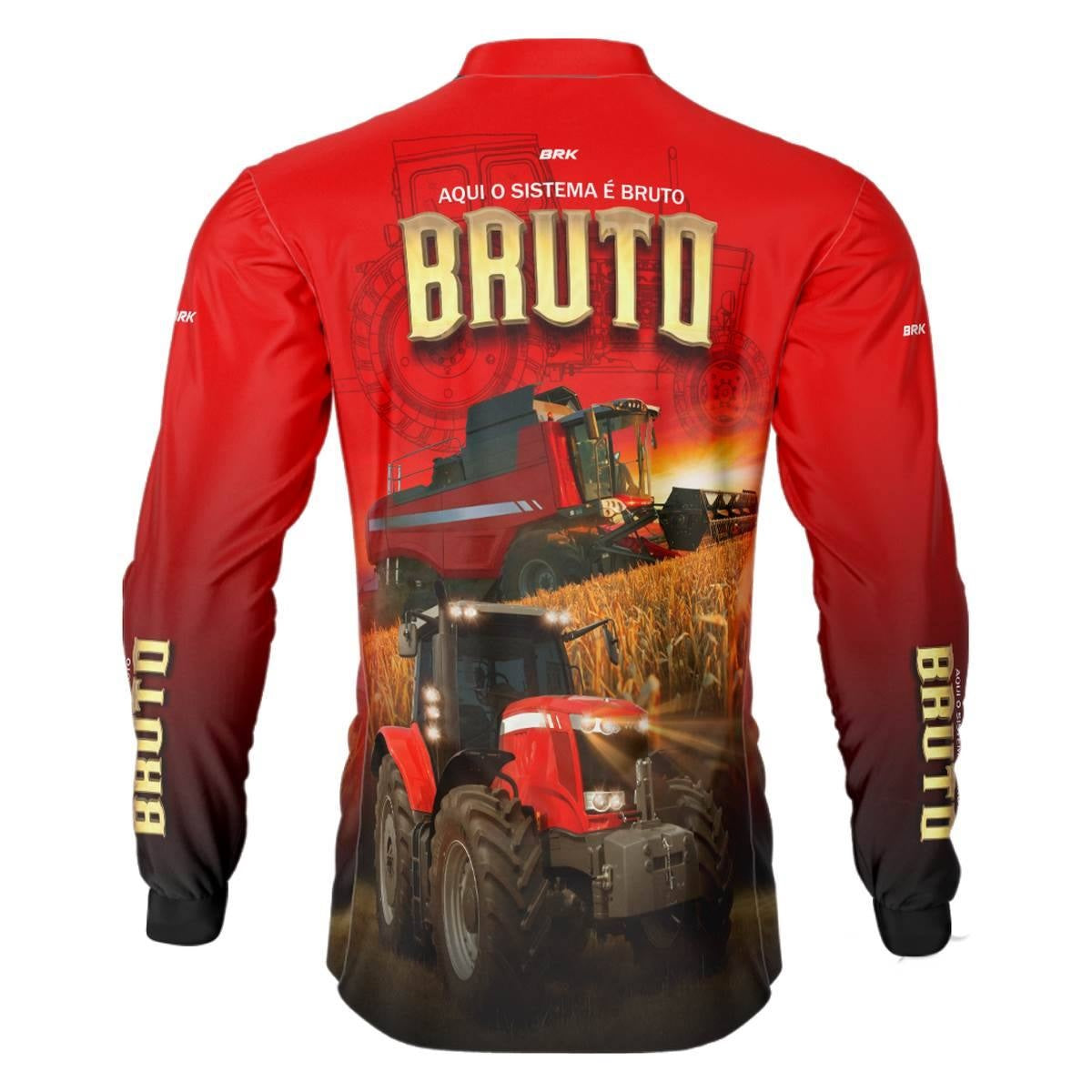 Camisa Agro Brk Vermelha Sistema é Bruto com Proteção Solar UV50+ - Brk Agro