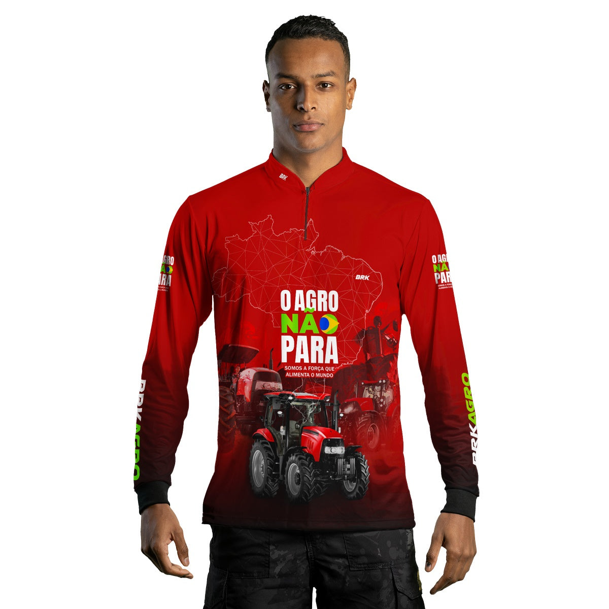 Camisa Agro Brk O Agro Não Para Vermelha com UV50+ - BRK AGRO