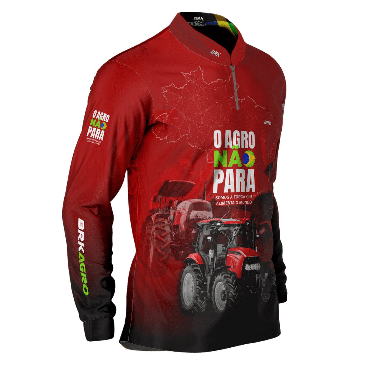 Camisa Agro Brk O Agro Não Para Vermelha com UV50+ - BRK AGRO