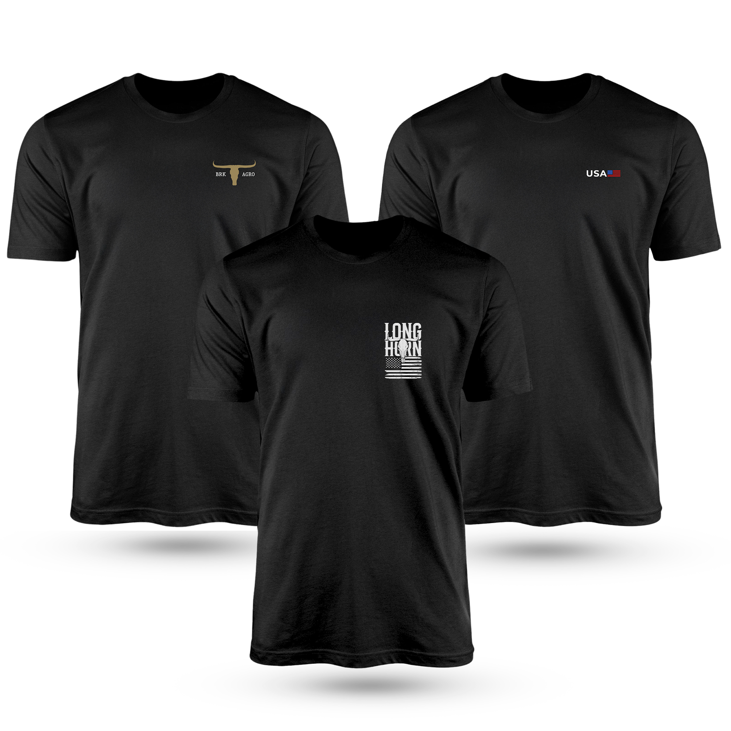 Kit Com 3 Camisetas De Algodão Coleção LongHorn