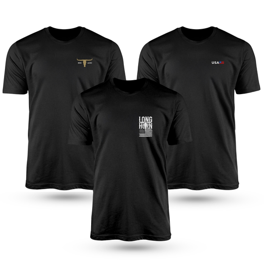 Kit Com 3 Camisetas De Algodão Coleção LongHorn