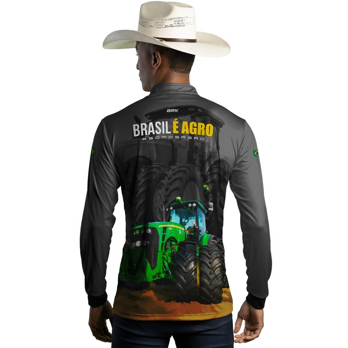 Camisa Agro Brk Cinza Brasil é Agro com Proteção Solar UV50+ - Brk Agro